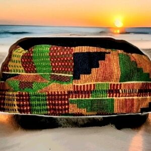 African Kufi Kente cloth vibrant print, handcrafted